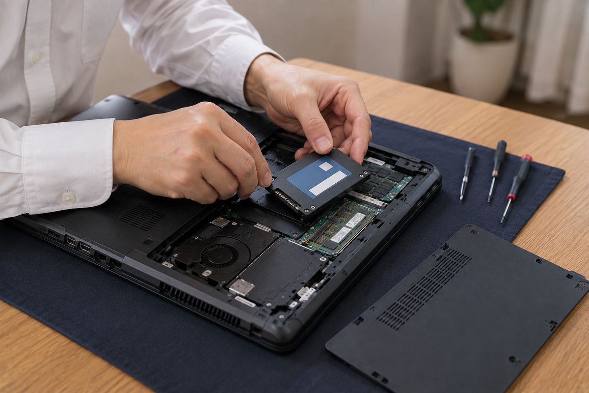 起動しないWindowsパソコンのSSDを交換する出張サポート作業
